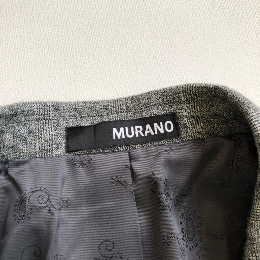Murano Slim Fit Gray Plaid Blazer Jacket - Picture 5 of 7